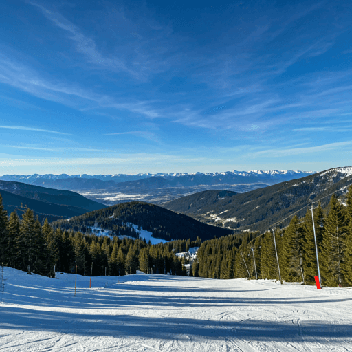 Panoramic view of ski resort valley